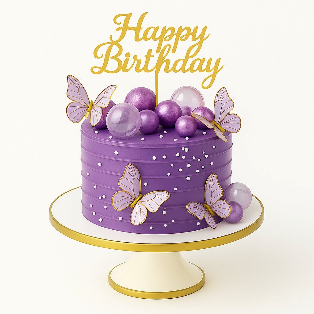 Purple Butterfly Birthday Cake