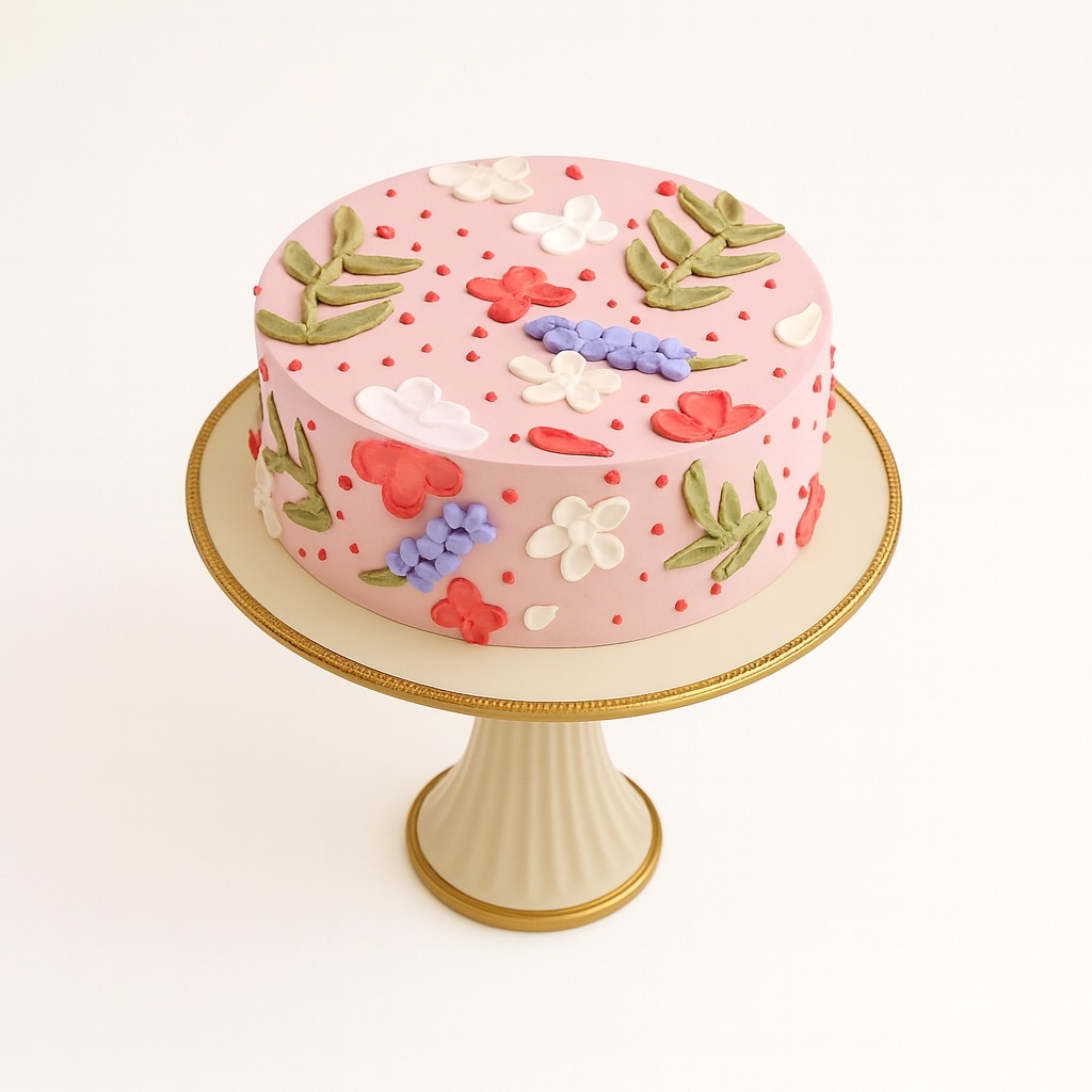 Pink Floral Garden Cake