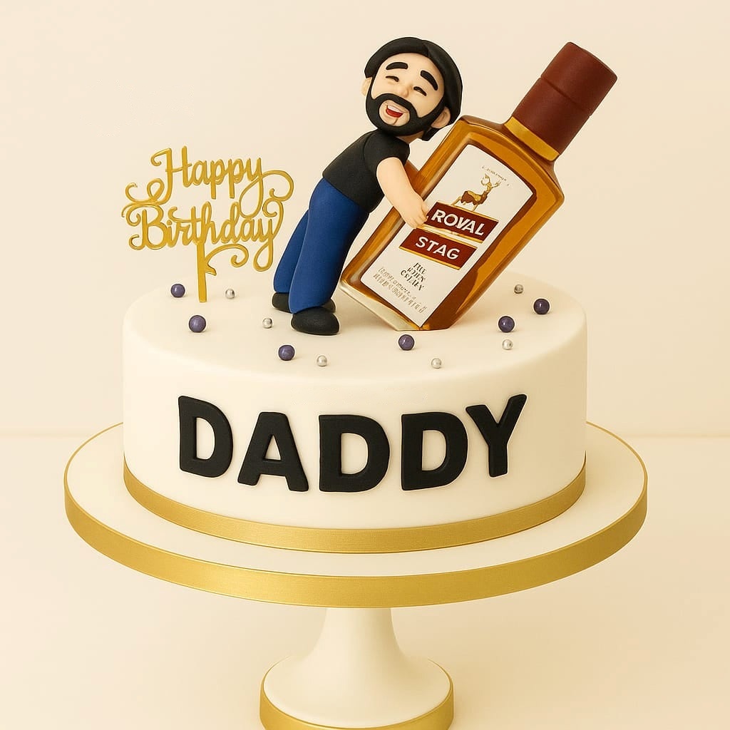 Daddy’s Whiskey Fondant Cake