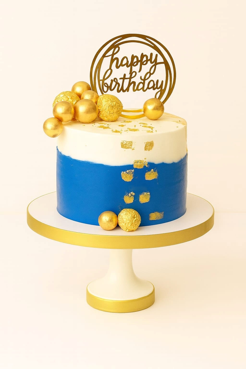Royal Blue & Golden Birthday Cake