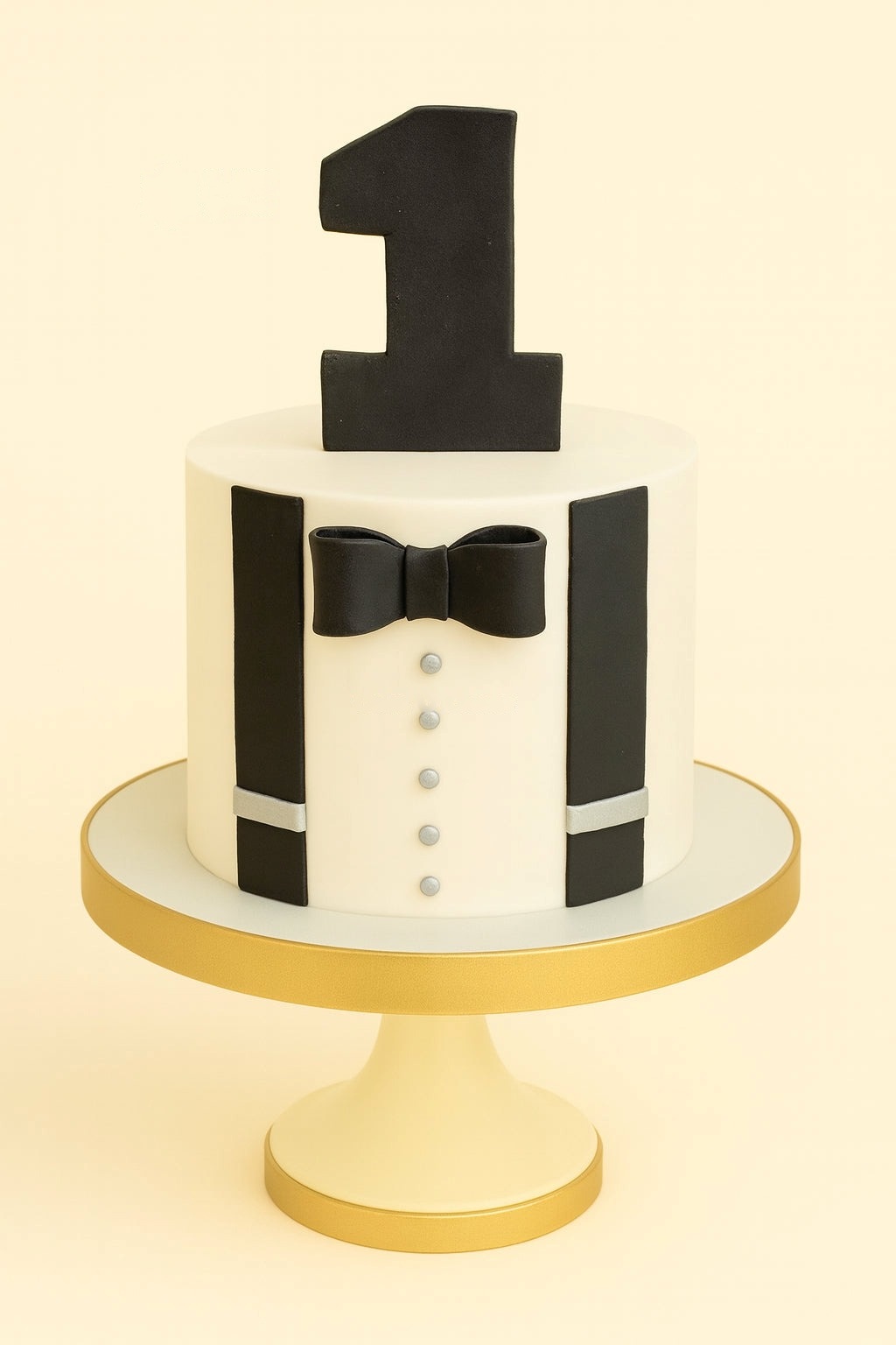 Elegant Tuxedo First Birthday Cake