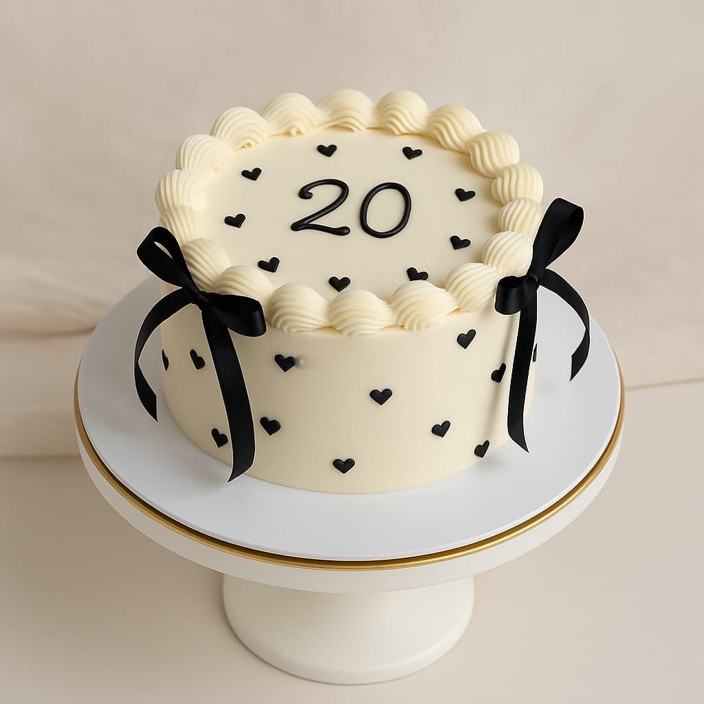 Minimal Black & White Bow Cake