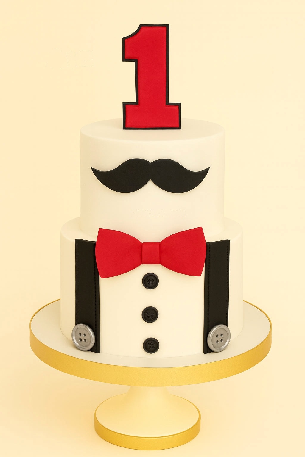 Gentleman Mustache First Birthday Cake