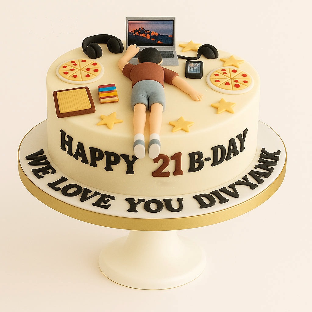 Laptop & Pizza Workaholic Cake