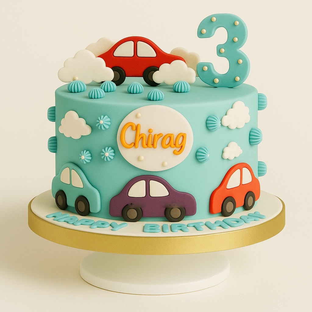 Colorful Car Theme Cake