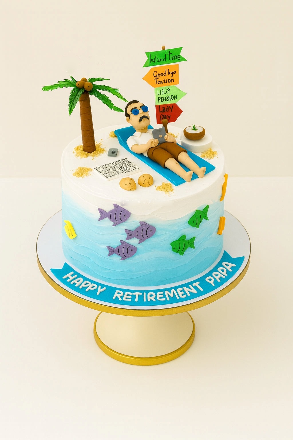 Beach Theme Retirement Cake