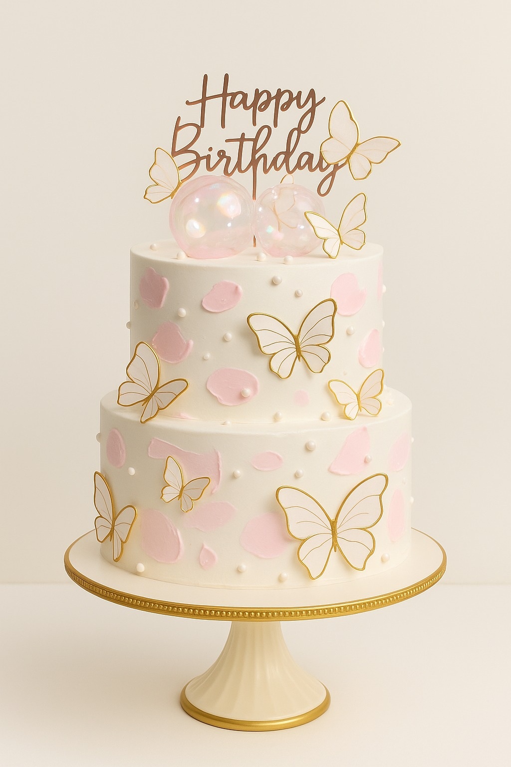 Pink Pearl Butterfly Tier Cake