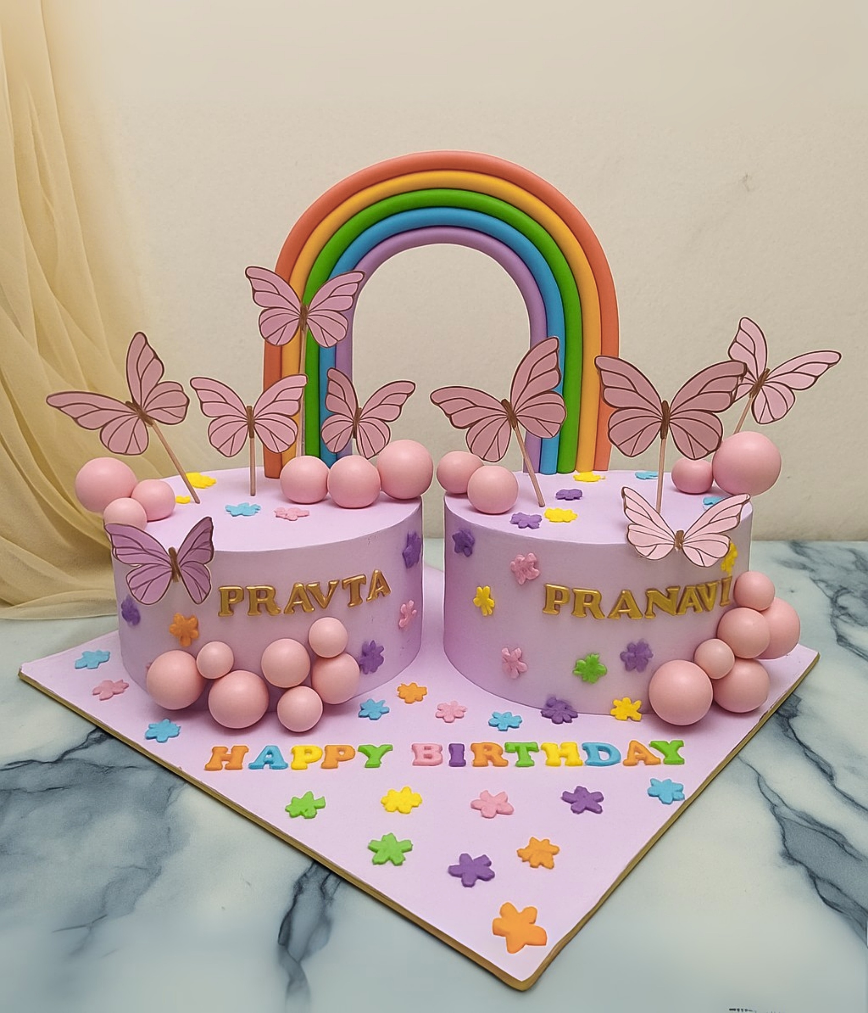 Butterfly Twins Celebration Cake