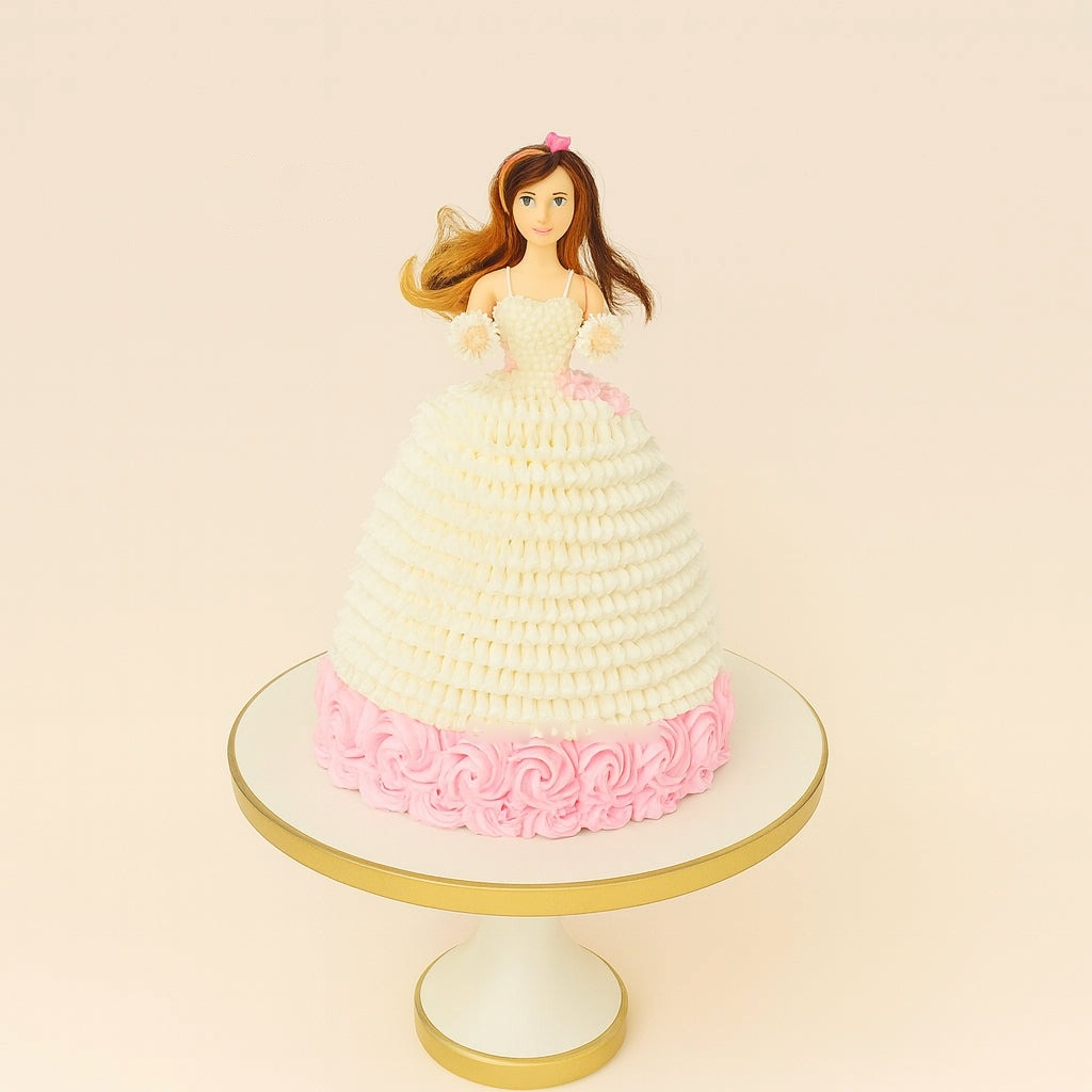 Elegant White & Pink Doll Cake