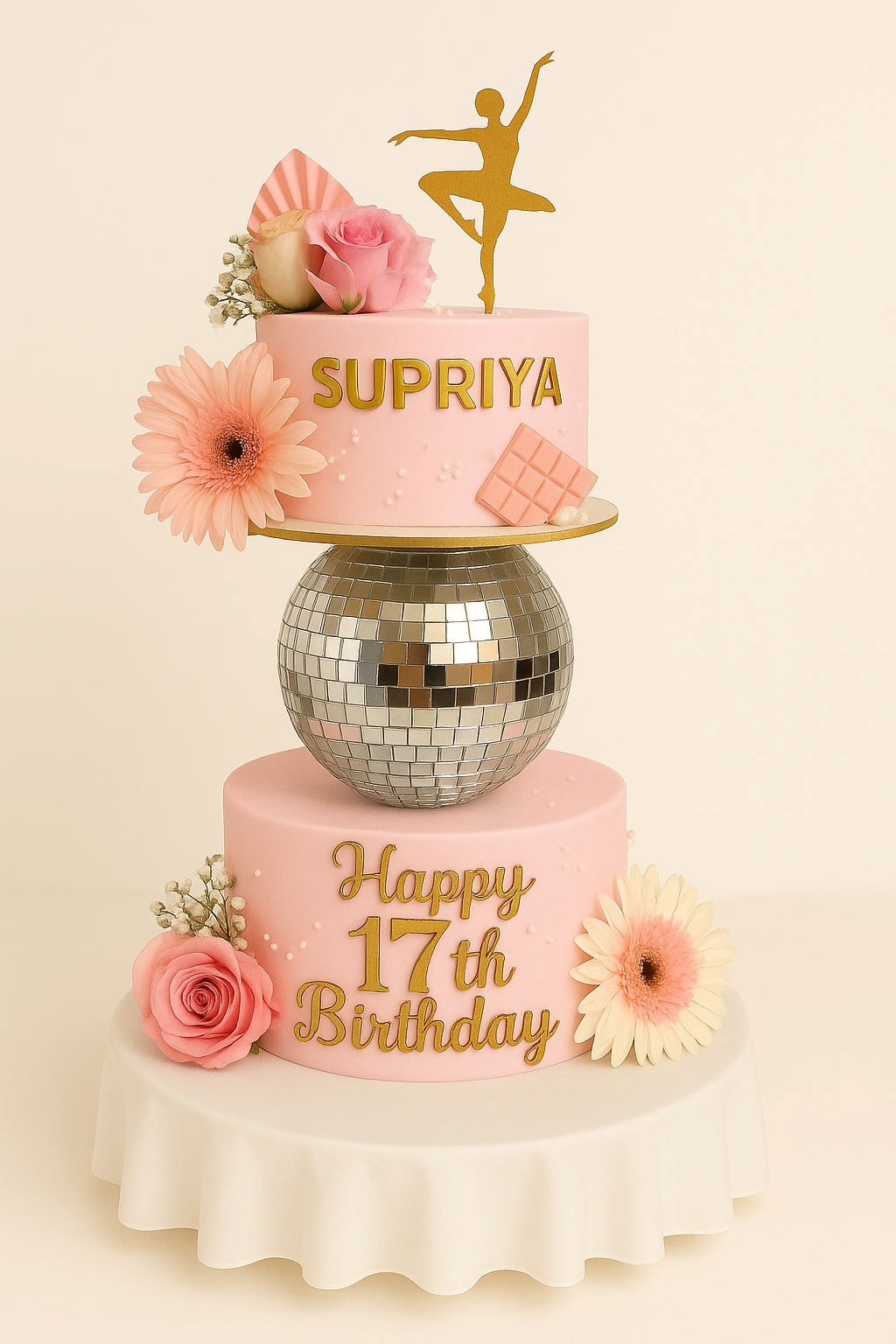 Ballet & Flowers Pink Birthday Cake