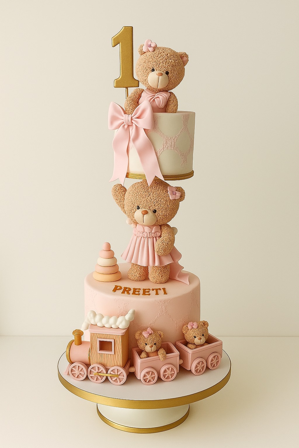 Teddy Train 1st Birthday Cake