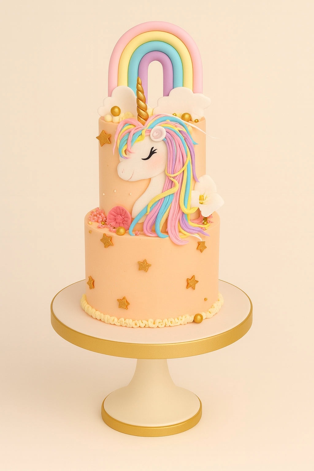 Golden Rainbow Unicorn Cake