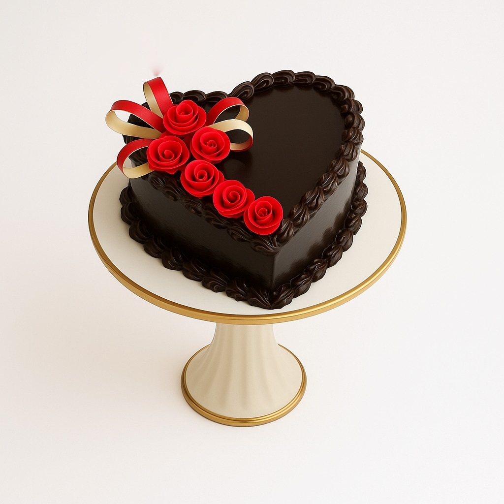 Heart Shape Chocolate Rose Cake