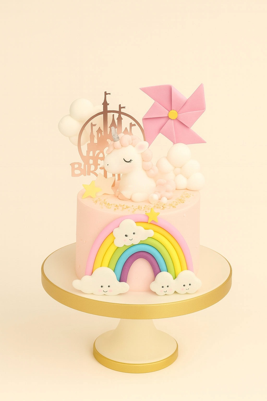 Whimsical Unicorn Rainbow Cake