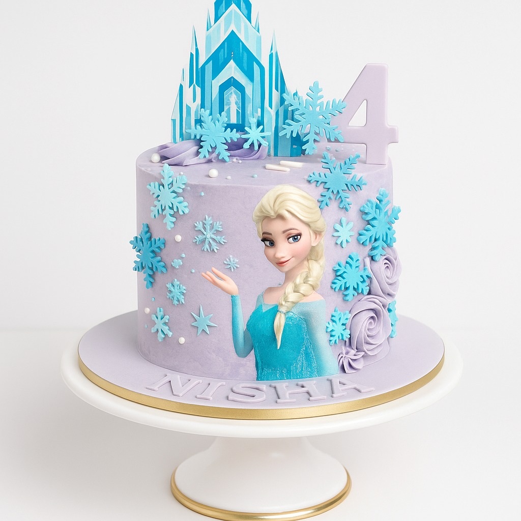 Elsa Snowflake Castle Cake