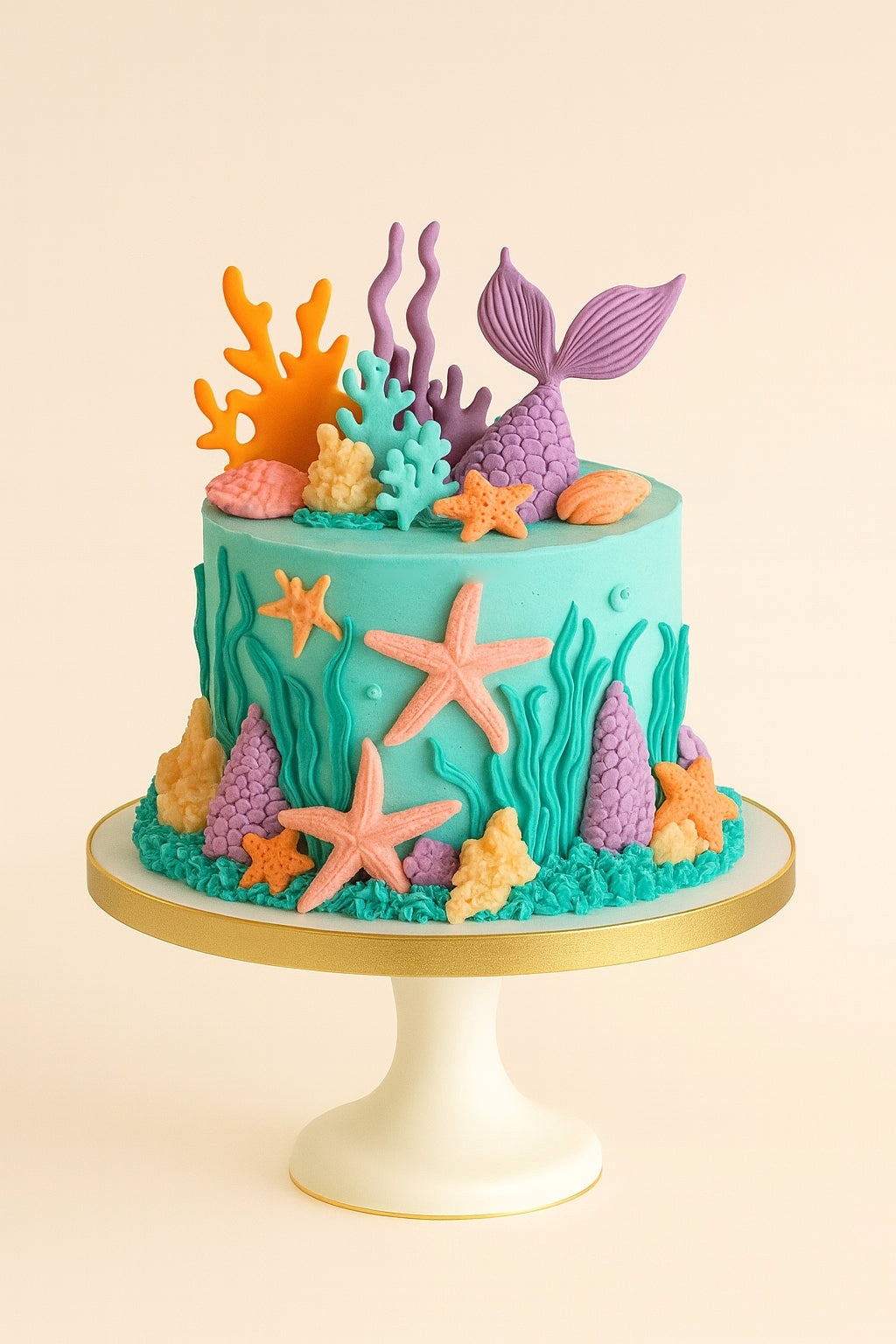 Ocean Coral Mermaid Cake