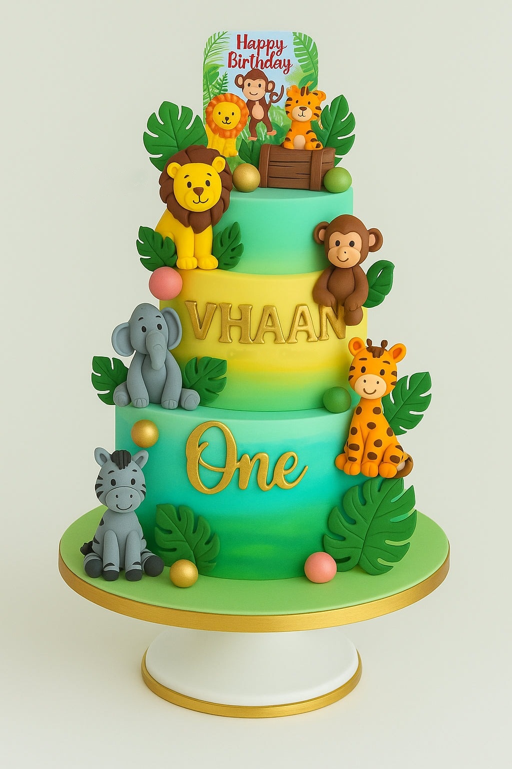 3-Tier Safari Animal Cake