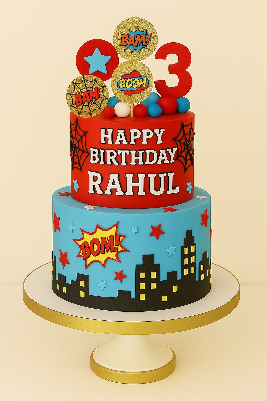 Comic Superhero City Cake