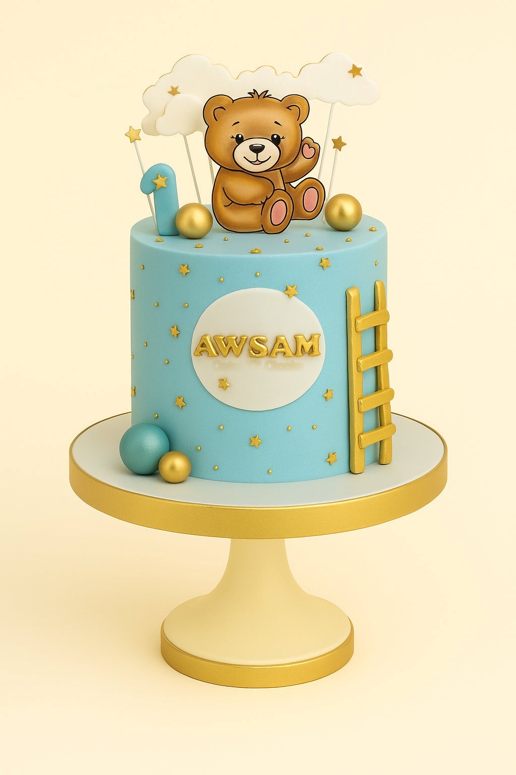 Personalized Teddy Bear Birthday Cake