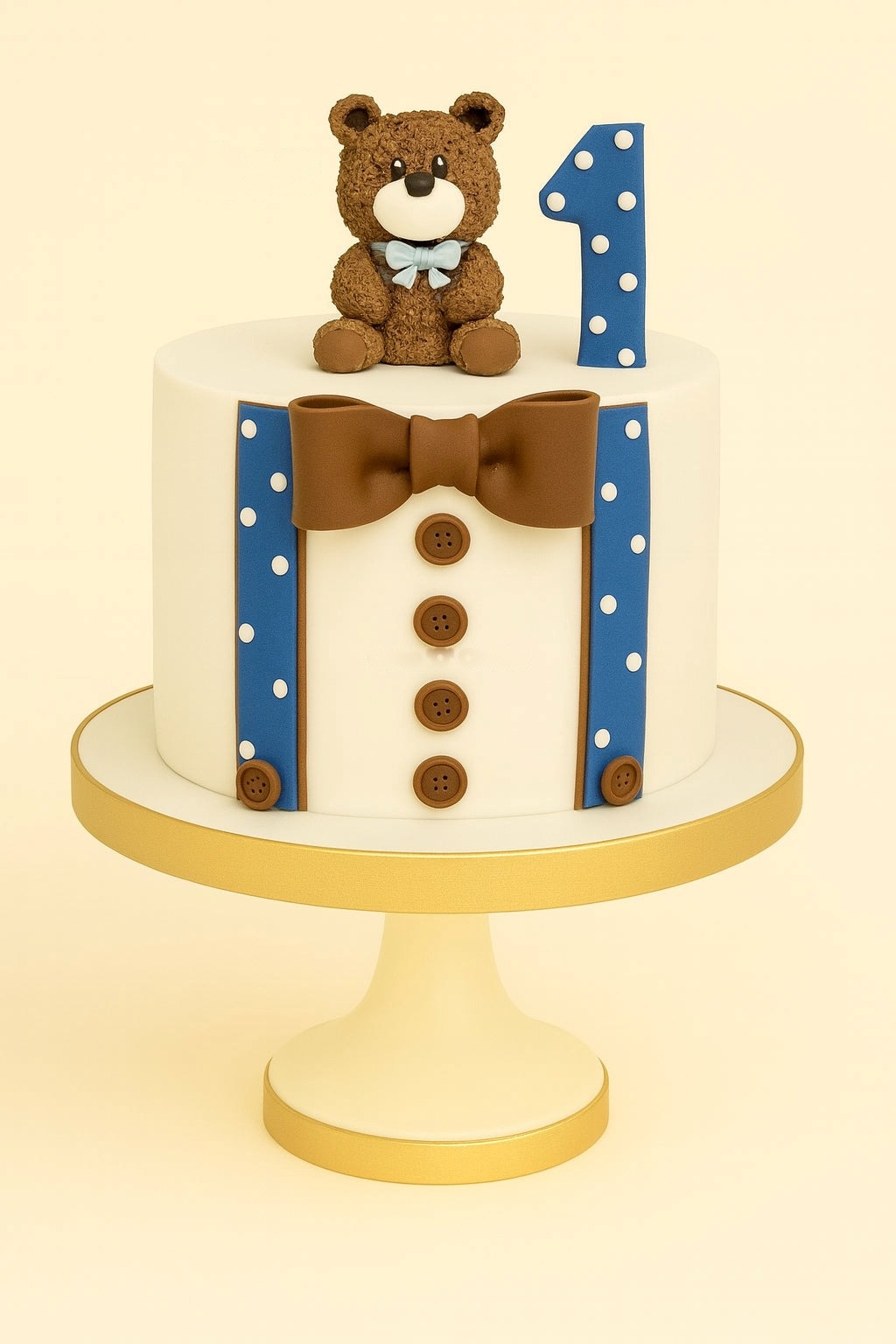 Teddy Bear Tuxedo First Birthday Cake