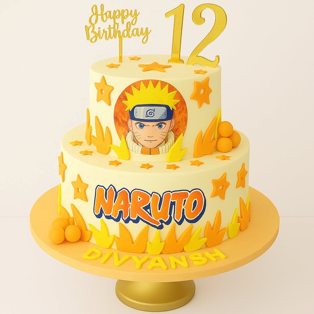 Naruto 2-Tier Birthday Cake with Stars