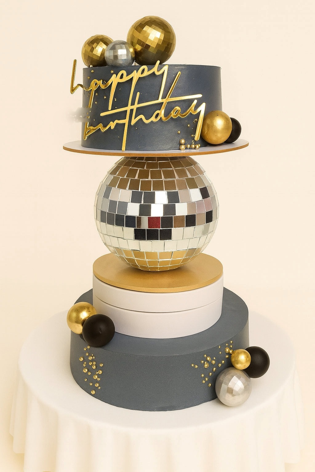 Luxury Gold & Black Birthday Cake