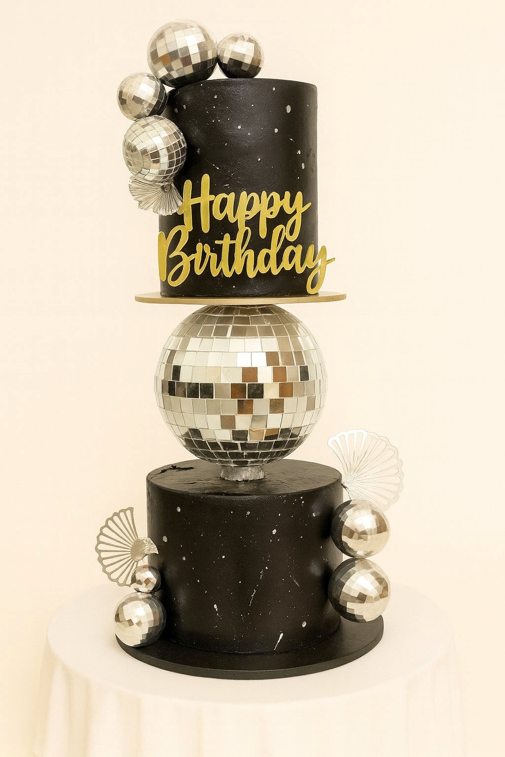 Black Disco Ball Birthday Cake