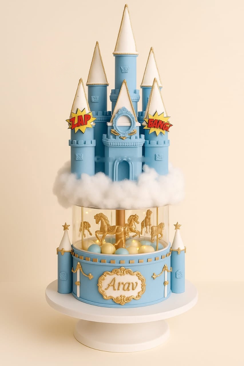 Blue Castle Carousel Cake
