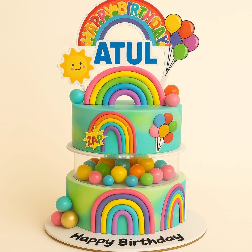 Rainbow Theme Birthday Cake