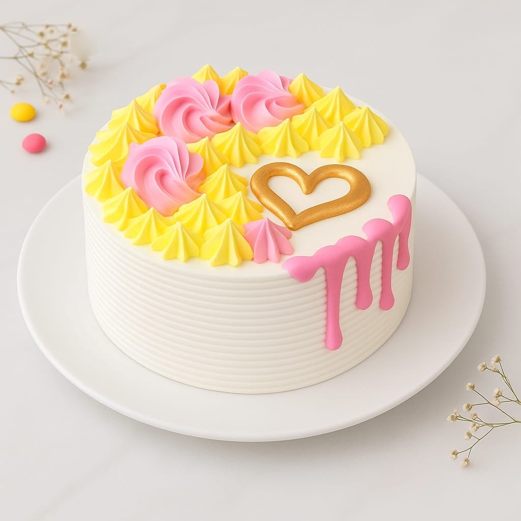 Colorful Heart Drip Bento Mini Cake