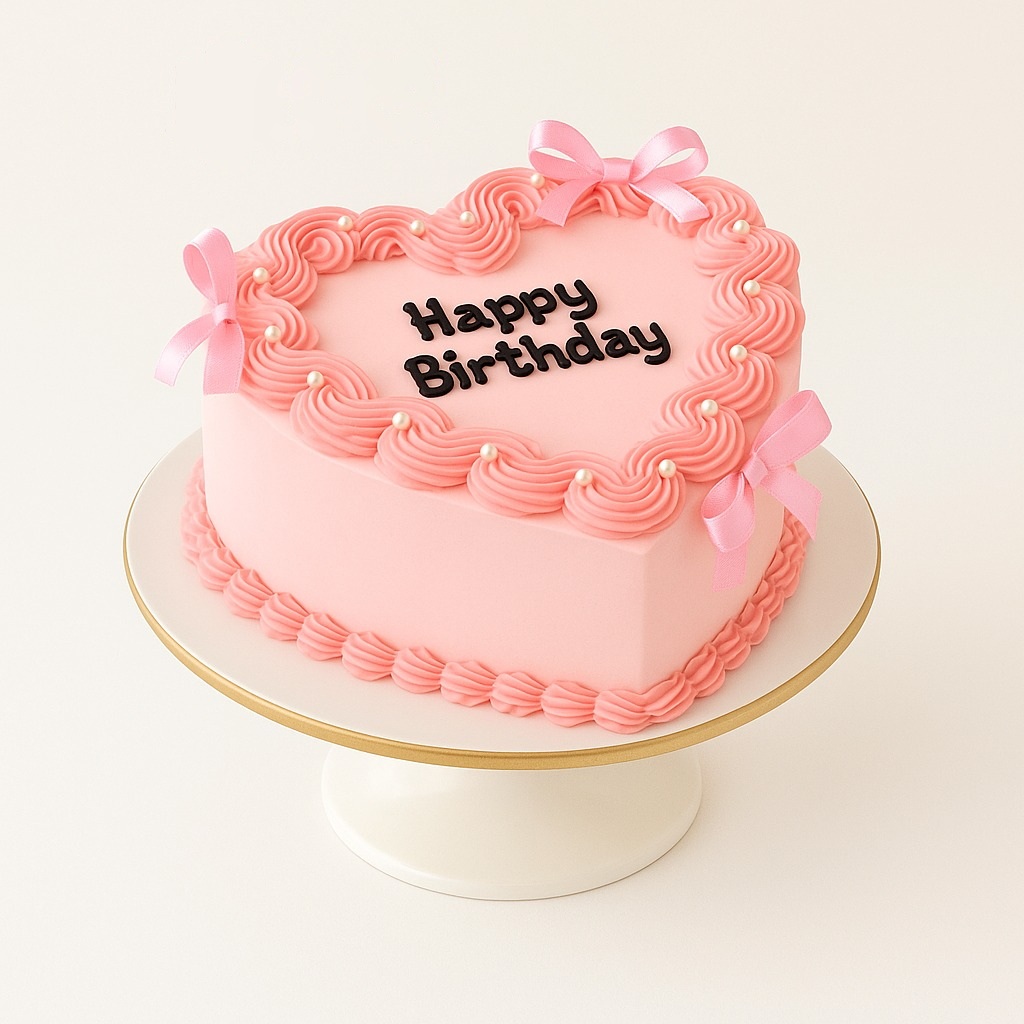 Pink Heart Birthday Cake
