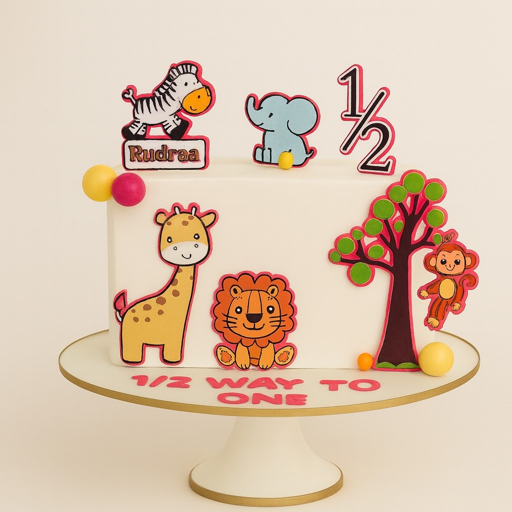 Jungle Safari Half Birthday Cake