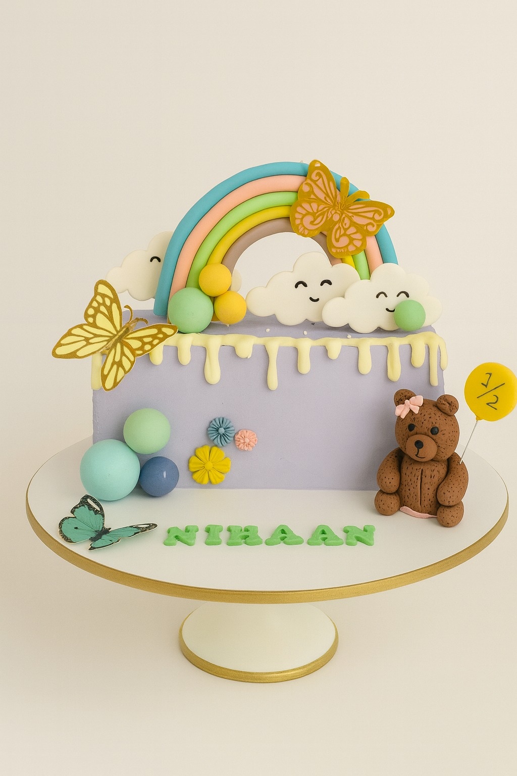 Rainbow Butterfly Teddy Cake
