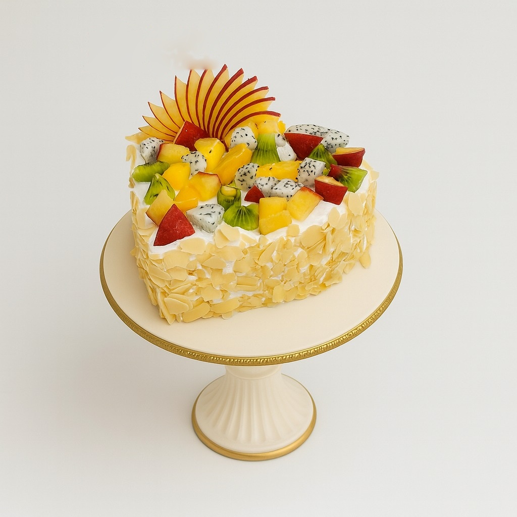 Heart Shape Fresh Fruit Cake